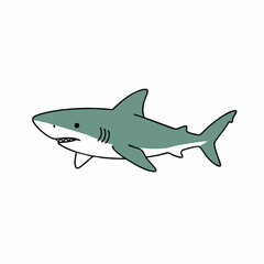 Obraz premium Side Profile of a Teal Great White Shark Cartoon Illustration