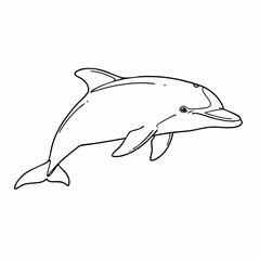 Elegant Line Art Drawing of a Bottlenose Dolphin Leaping