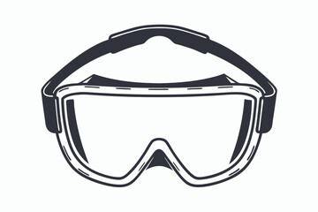  safety goggles black and white silhouette on white background