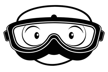  safety goggles black and white silhouette on white background