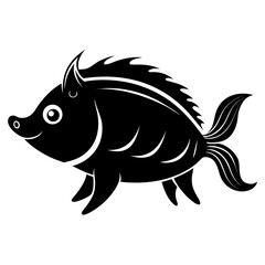 vector illustration of a sea pig silhouette