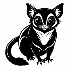 tarsier black and white silhouette on white background