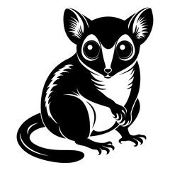 tarsier black and white silhouette on white background