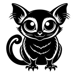 tarsier black and white silhouette on white background