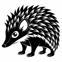 tenrec black and white on white background
