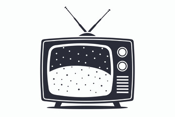 tv black and white on white background