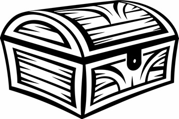 wooden chest black and white on white background