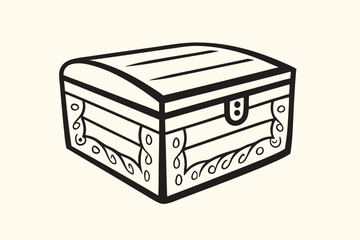 wooden chest black and white on white background