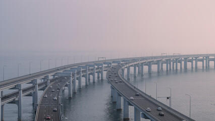 Obraz premium modern cross-sea bridge over the sea