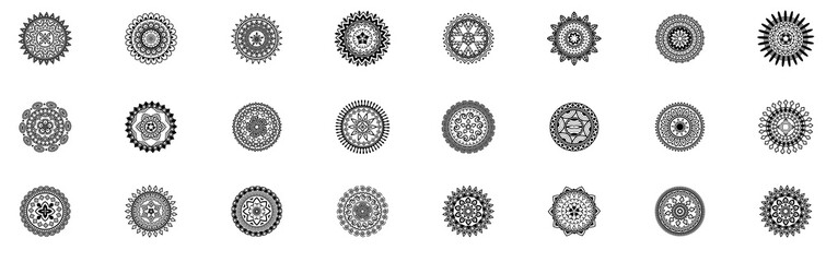 Big vector set of round patterns. Collection of geometrical mandalas. Bohol ornament. Big Mandala...