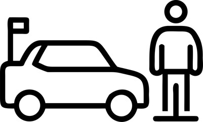 Vector illustration of a car wash icon with a cartoon automobile, perfect for a transportation service sign or button design