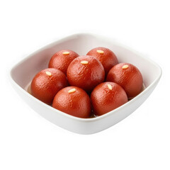 Gulab jamun indian dessert in bowl isolated on transparent background