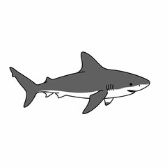 Obraz premium Cartoon Illustration of a Great White Shark Swimming Gracefully in the Ocean