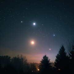 Fototapeta premium A stunning celestial event featuring bright planets aligned beautifully.