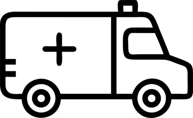Ambulance car transport vector illustration with medical service icons and truck silhouette design