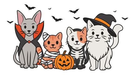 Halloween cat custome illustration vector