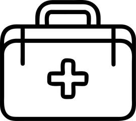 Fototapeta premium Red cross first aid kit icon on a white background, symbolizing medical care and emergency help
