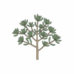 Obraz premium Cute Cartoon Tree with Detailed Branches and Leaves
