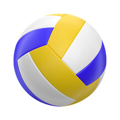 3d volleyball ball icon. Ball white blue yellow. 3d vector render Symbol or emblem football . Vector illustration