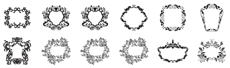 Set of decorative vintage floral frames in ornamental circular style, Ornamental frames.Vector illustration
