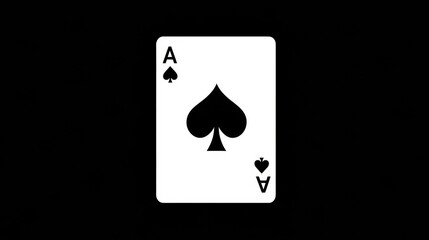Minimalist Ace of Spades Playing Card Design on a Clean White Background With Ample Space at the Bottom for Text or Decoration
