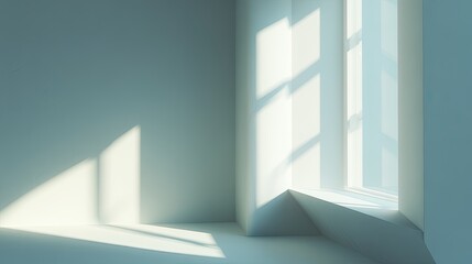 Obraz premium Interior corner room, light streaming through window