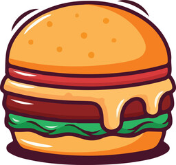 Delicious Cheesy Hamburger Cartoon