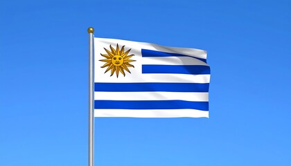 Uruguayan flag waving against a clear blue sky (1)