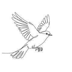 Obraz premium A simple continuous line drawing of a bird in flight.