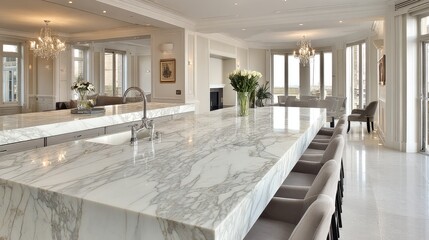 Luxury kitchen with marble countertops