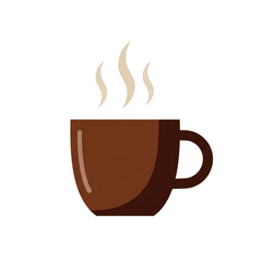 Brown cup of steaming hot coffee on a black background, ideal for cozy, winter, or cafe-related visual design themes.