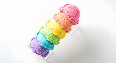 Rainbow ice cream sandwich with pastel filling &ndash; playful birthday party snack, colorful handheld dessert trend
