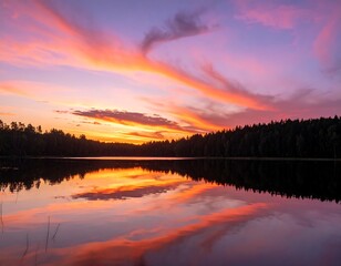Serene sunset over a still lake (1)