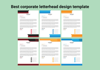 Clean and professional corporate company business letterhead template design with color variation bundle