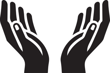 Raised Hands people silhouette Vector. Vector set of hands flat icons. Contains icons applause, handshake, high five, helping hand vector silhouette illustration 