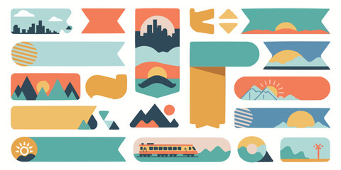 Naklejka premium Colorful Modern Vector Banner Design with Abstract Geometric Shapes and Vibrant Colors