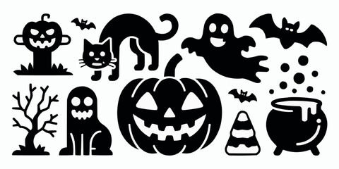 Collection of Simple Solid Black Vector Icons for Graphic Design and UI