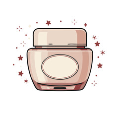 Cosmetic cream jar in minimalist style with decorative stars  