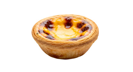 A single egg tart with a flaky crust on a black background    .ai generative, transparent background, white background. isolated on white background