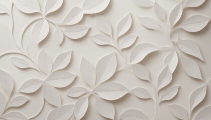 Soft White Embossed Plant Pattern Texture