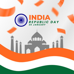 Naklejka premium 26th january indian republic day flat illustration