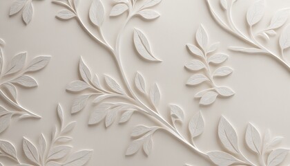 Embossed Leafy Branches Minimal Wall Art
