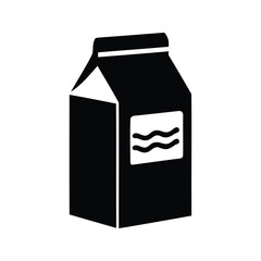 A simple and bold black and white illustration of a milk carton