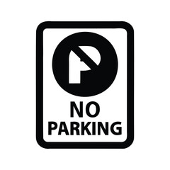 Rectangular no parking sign with a universal parking symbol crossed out