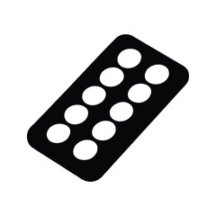 A blister pack containing several round pills as a medical supply