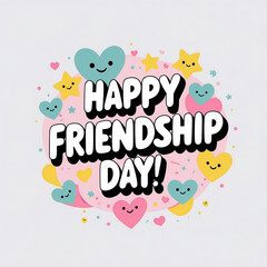 Happy Friendship Day Flat Vector Typography Poster