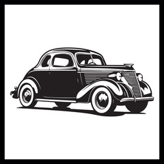 Naklejka premium Vintage car silhouette clipart, classic