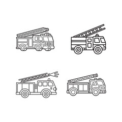 set of retro vintage fire trucks