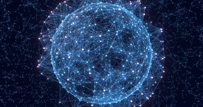 球体のデジタルネットワークと情報構造の背景動画