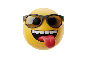 Cool Emoji Wearing Sunglasses Sticking Out Tongue with a Big Smile on Transparent Background
